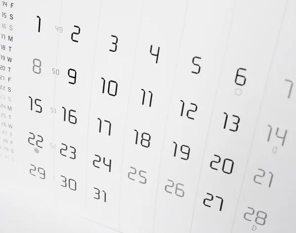 Kalender-sida med selektiv inriktning — Stockfoto