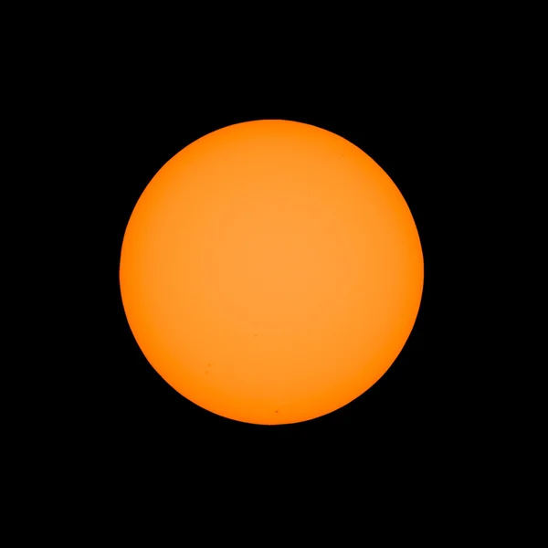 Sol com manchas solares vistas com telescópio — Fotografia de Stock