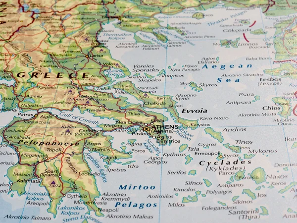 Athens map detail with selective focus — Stock Photo, Image