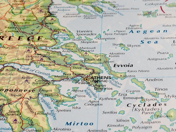 Athens map detail with selective focus — Stock Photo, Image