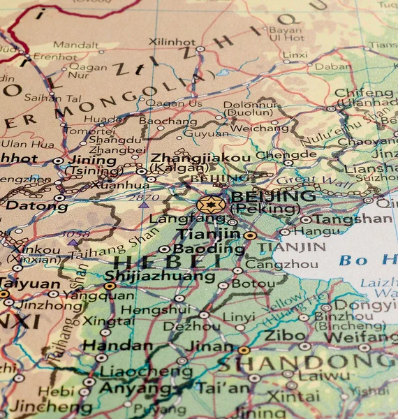 Beijing map detail with selective focus — Stock Photo, Image