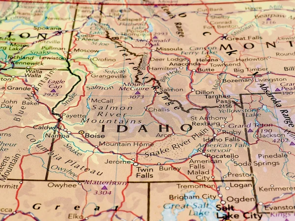 Map of the Idaho state with selective focus