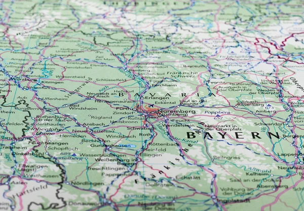 Карта Нюрнберга, Германия — стоковое фото