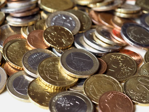 Många euromynt — Stockfoto