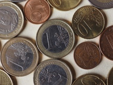 Euro coins flat lay clipart