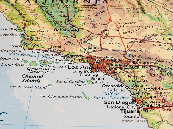 Mapa de Los Ángeles detalle con enfoque selectivo — Foto de Stock