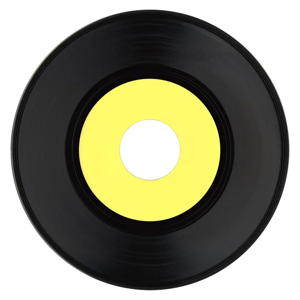 Disque vinyle avec étiquette jaune — Photo