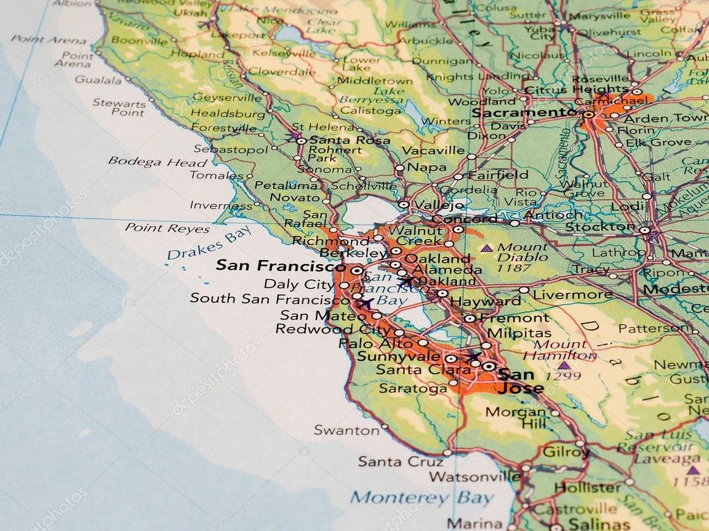 San Francisco karta detalj med selektiv inriktning – Redaktionell