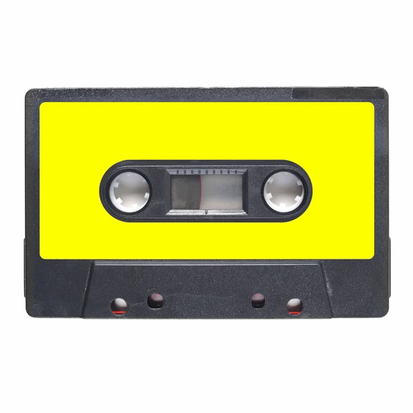 Tape cassette yellow label — Stock Photo, Image