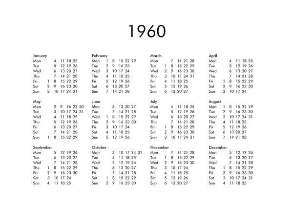 1960 년의 달력 — 스톡 사진