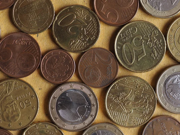 Monete in euro flat lay — Foto Stock