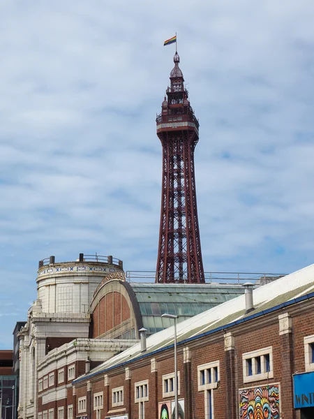 Blackpool Tower na plaży Blackpool Pleasure Beach — Zdjęcie stockowe