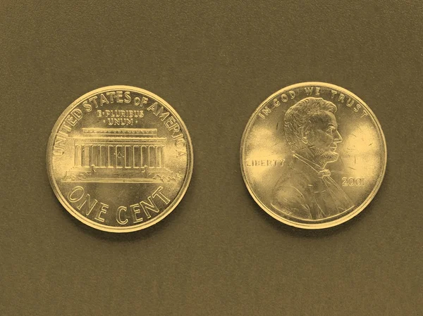 Dolarová mince - 1 cent - ročník — Stock fotografie