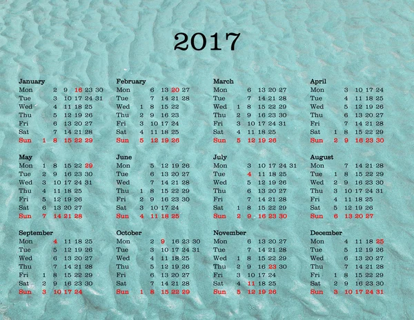 Year 2017 calendar - United States of America with sea backgroun