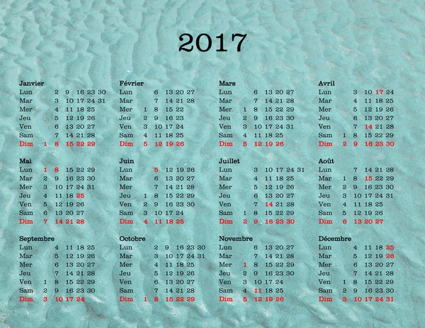 Calendario anno 2017 - Francia con fondale marino — Foto Stock