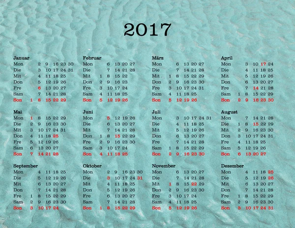 Ano 2017 calendário - Alemanha com fundo do mar — Fotografia de Stock
