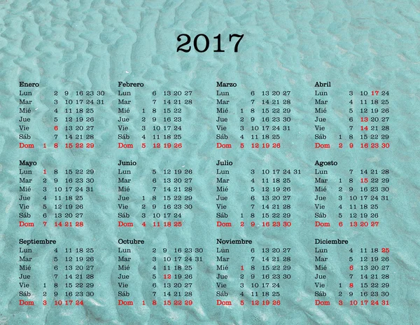 Calendario Anno 2017 - Spagna con fondale marino — Foto Stock