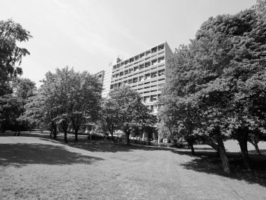 Corbusierhaus Berlin siyah beyaz