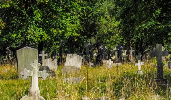 Gotik mezarlığındaki mezar ve haçlar HDR