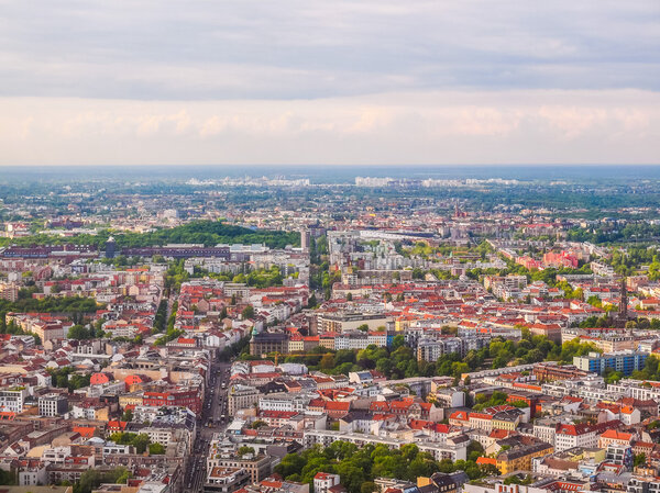 High dynamic range HDR Aerial bird eye view of the city of Berlin Germany