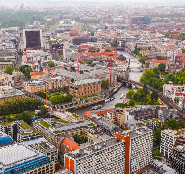 High dynamic range HDR Aerial bird eye view of the city of Berlin Germany