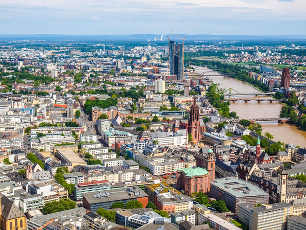 High dynamic range HDR Aerial view of the city of Frankfurt am Main in Germany