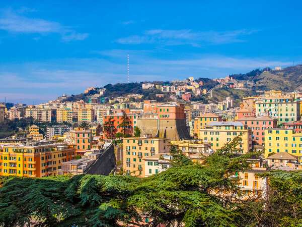 High dynamic range HDR View of the city of Genoa in Italy