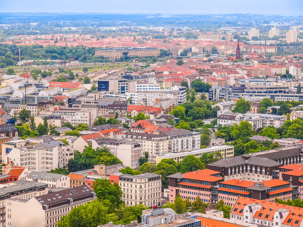 High dynamic range HDR Aerial view of the city of Leipzig in Germany