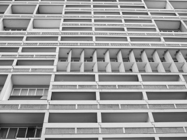 Corbusierhaus Berlin siyah beyaz