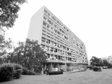 Corbusierhaus Berlin siyah beyaz