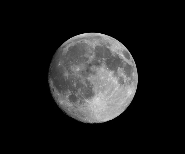 Full moon ses med teleskop — Stockfoto
