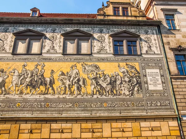 Fuerstenzug Procession of Princes in Dresden, Germany HDR — Stock Photo, Image