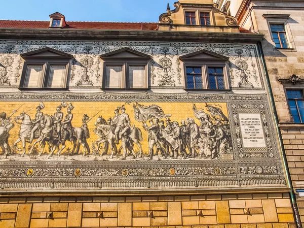 Procissão de Príncipes Fuerstenzug em Dresden, Alemanha HDR — Fotografia de Stock