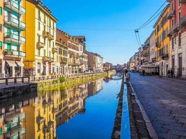 Naviglio Grande Milaan (Hdr) — Stockfoto