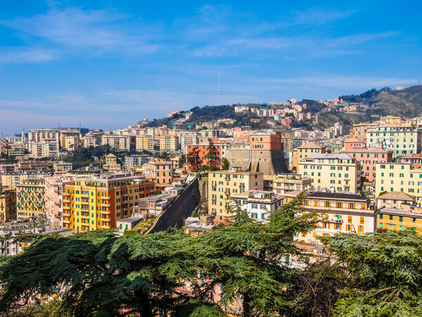 High dynamic range HDR View of the city of Genoa in Italy