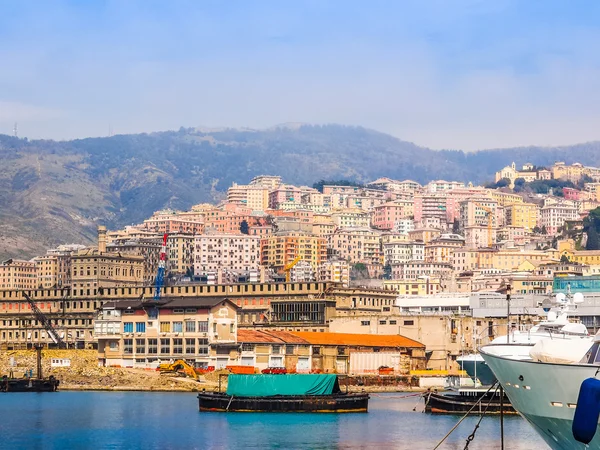 Vista di Genova Italia dal mare HDR — Foto Stock