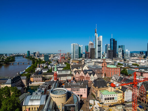 High dynamic range HDR Aerial view of the city of Frankfurt am Main in Germany