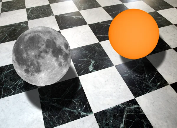 Metaphysical composition with sun and moon — Stock Photo, Image