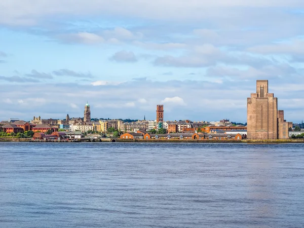 Zicht op Birkenhead in Liverpool HDR — Stockfoto