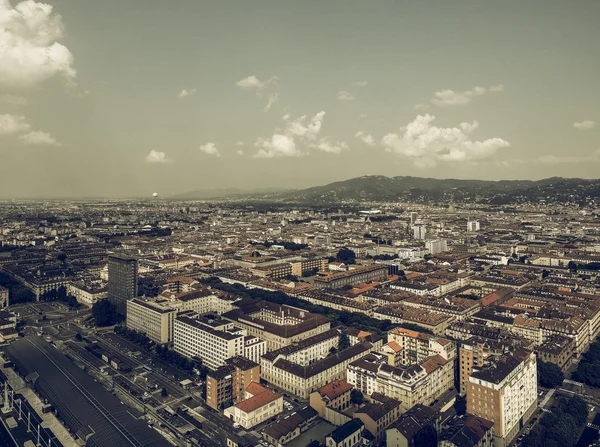 Luchtfoto van Turijn vintage gedeatureerd — Stockfoto