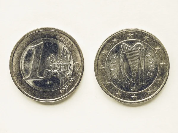 빈티지 아일랜드 1 유로 동전 — 스톡 사진