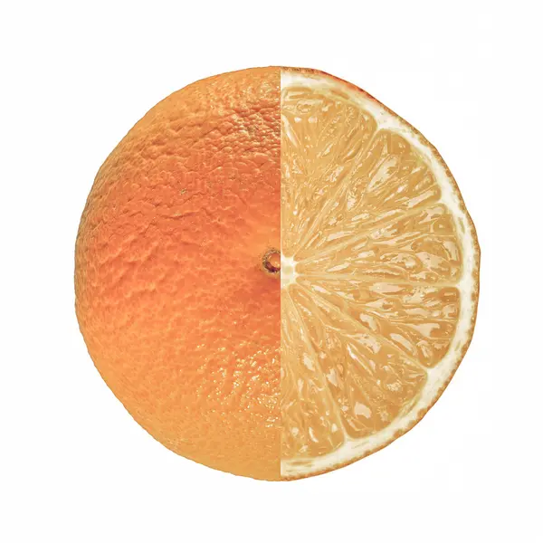 Фрукты апельсина полные и нарезанные — стоковое фото