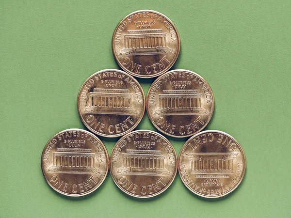 Vintage Doları para - 1 cent — Stok fotoğraf