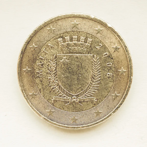 Vintage Maltese Euro coin — Stock Photo, Image