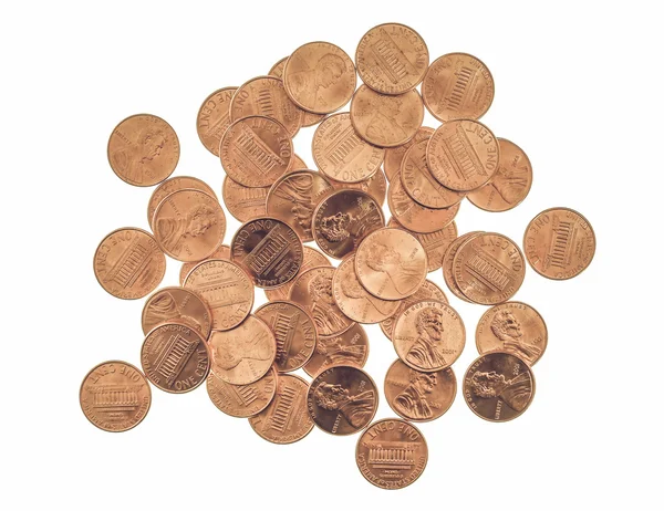 Vintage dolar mince 1 cent pšeničné penny cent — Stock fotografie