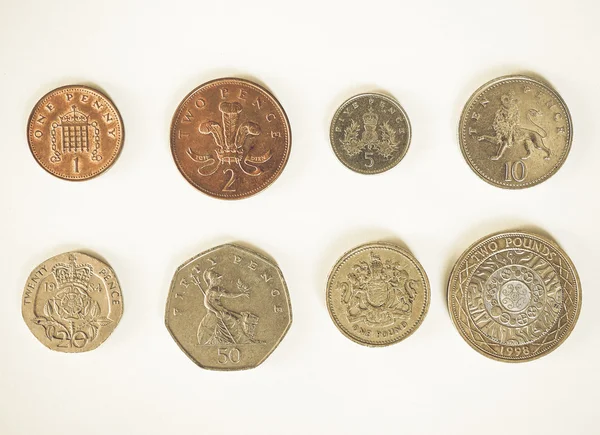 Série de moedas de libra vintage — Fotografia de Stock