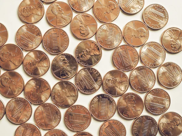 Vintage Dollar coins 1 cent — Stock Photo, Image