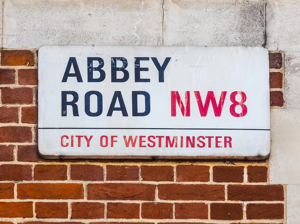 Abbey Road sign in London (HDR) — Stock Photo, Image