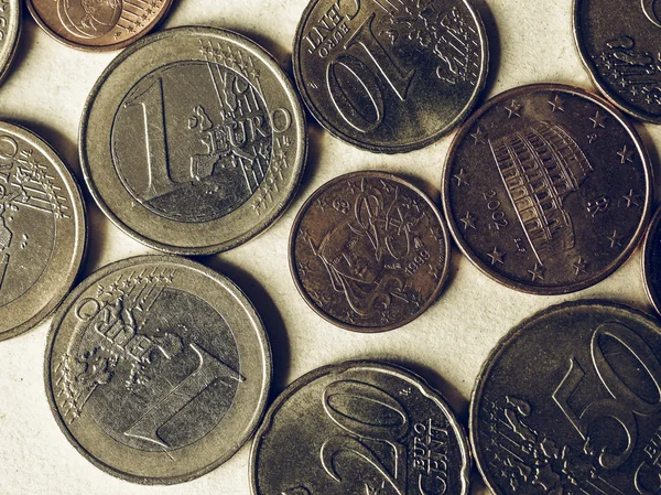 Vintage Euro moedas flat lay — Fotografia de Stock