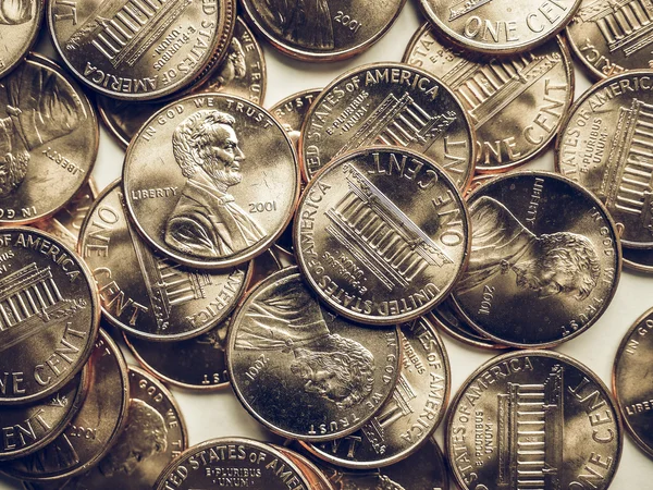 Moedas de dólar vintage fundo — Fotografia de Stock